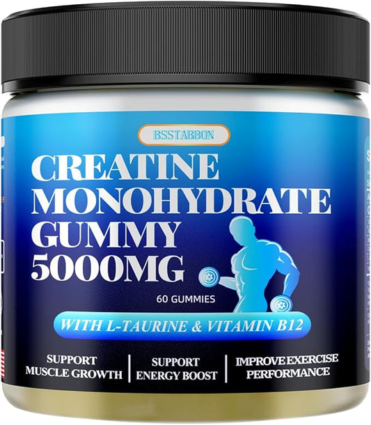 Creatine Monohydrate Gummies 5000mg with L-Taurine B12 Per 60 Count