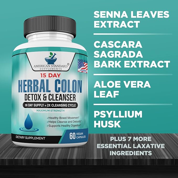 American Standard Supplements Colon Cleanse 60 Veggie 30 Servings