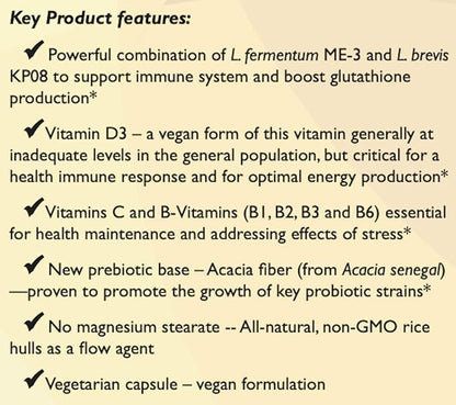 Reg'Activ Immune & Vitality with Lactobacillus ME-3, brevis KP08, Vegan D3 and (B1, B2, B2, B3 B3 and B6) Essential