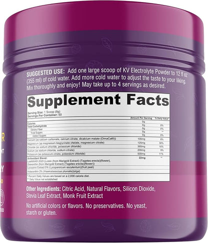 Keto Vitals Electrolytes Powder - Antioxidant Blend Keto Electrolytes Powder with Potassium, Magnesium, Sodium, & Calcium - No Sugar Electrolyte Drink Mix & Hydration Powder, 60 Servings, BlackBerry
