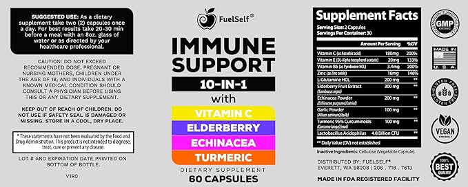 Immune Support Booster Supplement with Elderberry, B6, Zinc, 60 Count, 1 Pack