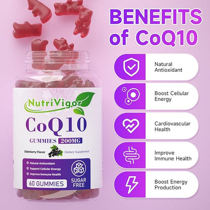 CoQ10 Gummies, Coenzyme Q10 Supplement 200 CoQ10 Supplement 60 Count