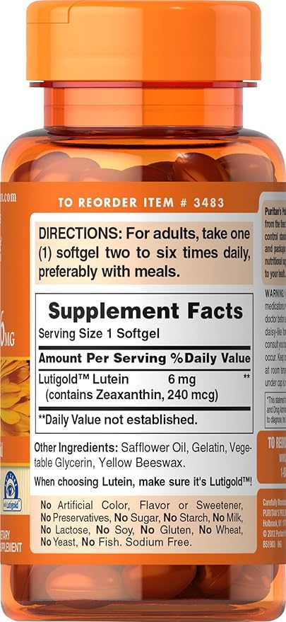 Puritan's Pride Lutein 6 Mg 200 Count