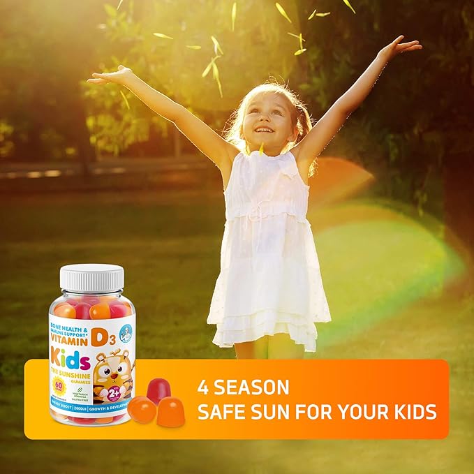 DR. MORITZ Kids Vitamin D Gummies - Vegetarian Vitamin D Kid Gummies - Vitamin D3 Gummies 2000 IU Per Serving - Gelatin-Free Chewable Vitamin D Gummie