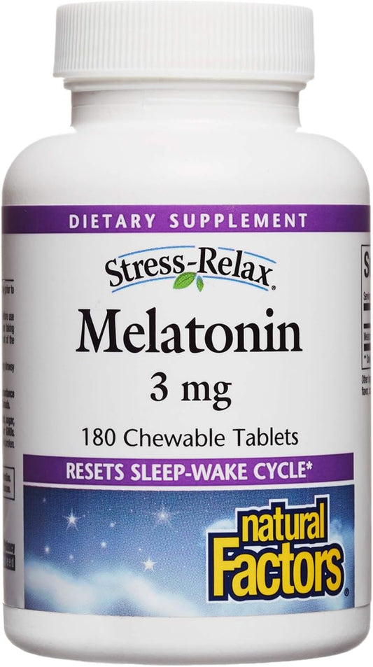 Stress-Relax Melatonin 3 mg by Natural 180 chewable (180 servings),