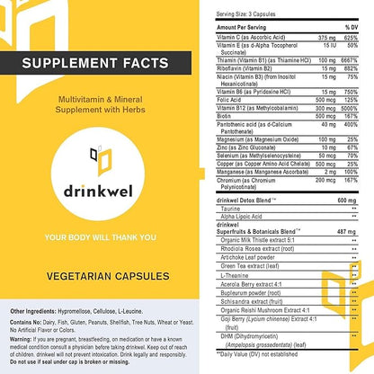 drinkwel for Liver Support & Detox Multivitamin, 90 Count (Pack of 1)