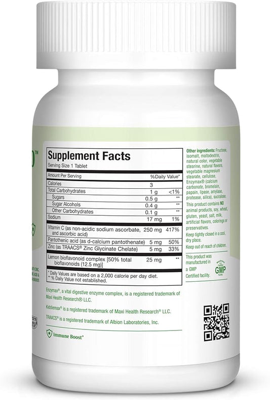 Maxi-Health Chewable Vitamin C - Zinc lozenges - Immune Booster - Cherry Flavor - 180 Chewies - Kosher