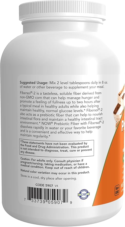 NOW Supplements, Prebiotic Fiber with Fibersol-2, 12-Ounce
