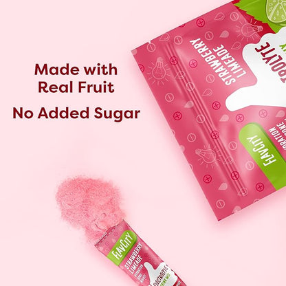 FlavCity Strawberry Limeade Electrolytes Drink Mix, 28 On-The-Go Stick Packs - Healthy Electrolytes Powder Packets Made with Real Fruit - Keto Powdered Drink with No Added Sugar, Gluten-Free
