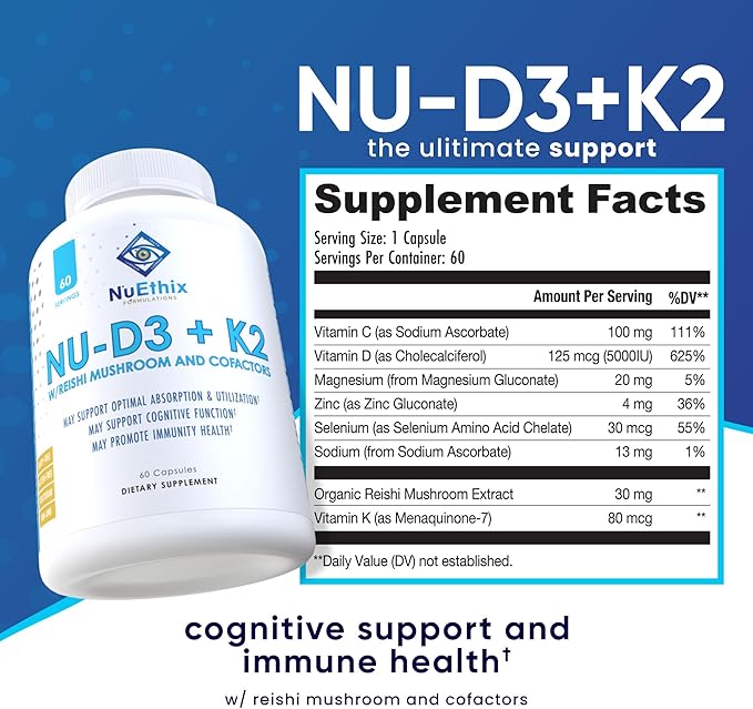 NuEthix Formulations NU-D3 + K2 D3 and K2 5000 5000 iu 60ct, 60 60 servings