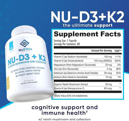 NuEthix Formulations NU-D3 + K2 D3 and K2 5000 5000 iu 60ct, 60 60 servings
