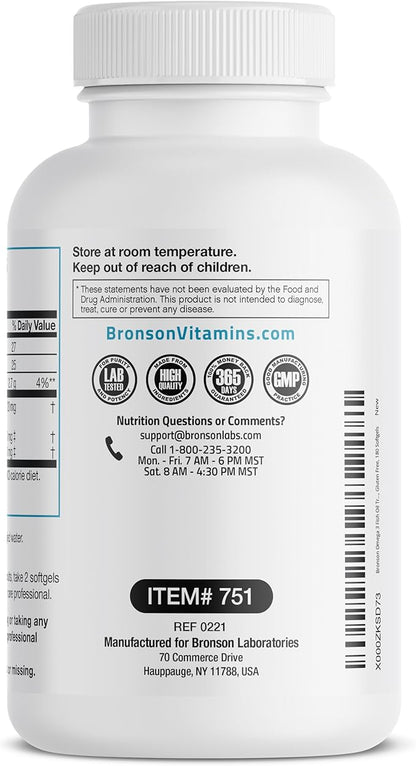 Bronson Omega 3 Fish Oil Triple 2720 mg, 1250 mg 488 mg, 180 Softgels
