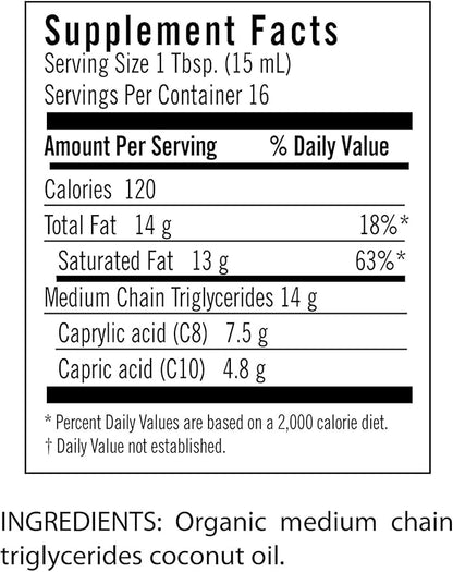 Flora Health MCT Oil Organic Energy Boost, C8 Caprylic & C10 Capric Acids, Keto, Kosher, Non-GMO Verified, 100% from Ethically and Sustainably Sourced Coconuts, 17 Fl Oz Liquid, Glass Bottle