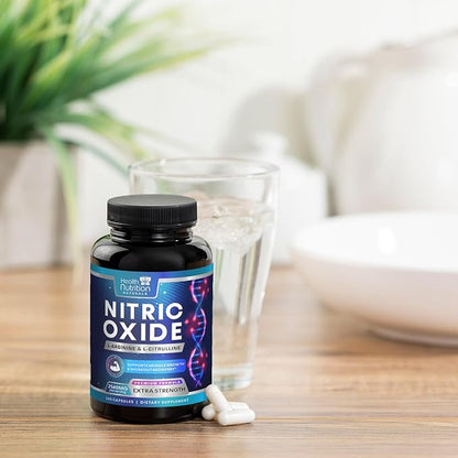 Extra Strength Nitric Oxide Supplement L Arginine 3X Strength - Citrulline Malate, AAKG, Beta Alanine - Premium Muscle Supporting Nitric Booster for Energy & Strength to Train Harder - 240 Capsules
