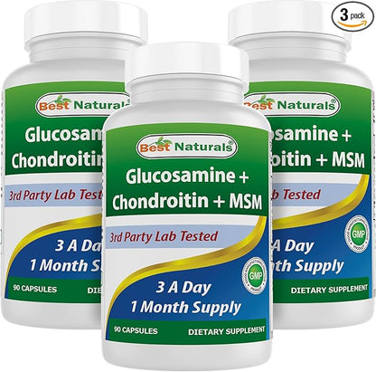 Best Naturals, Glucosamine Chondroitin MSM Supplements, 2600 mg 90 Capsules (90 Count 3))