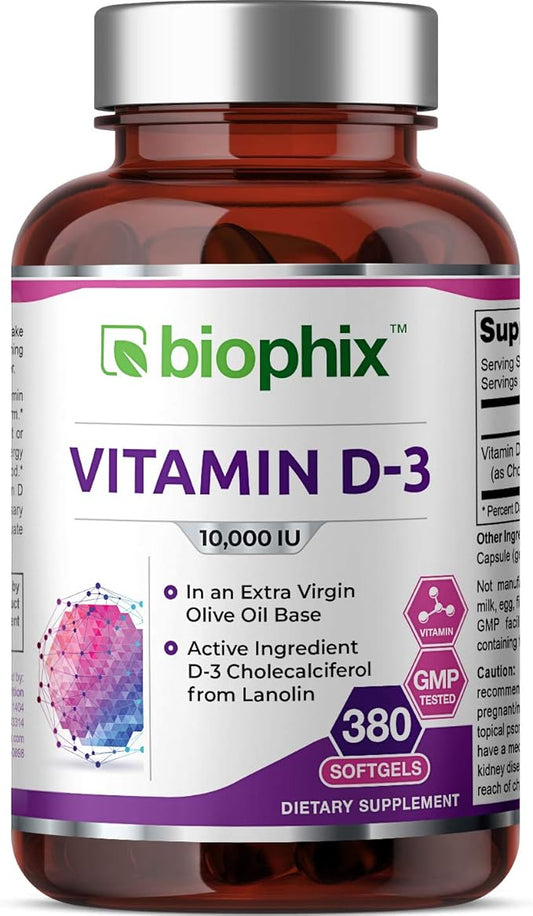 biophix Vitamin D-3 10000 IU 380 Softgels K2