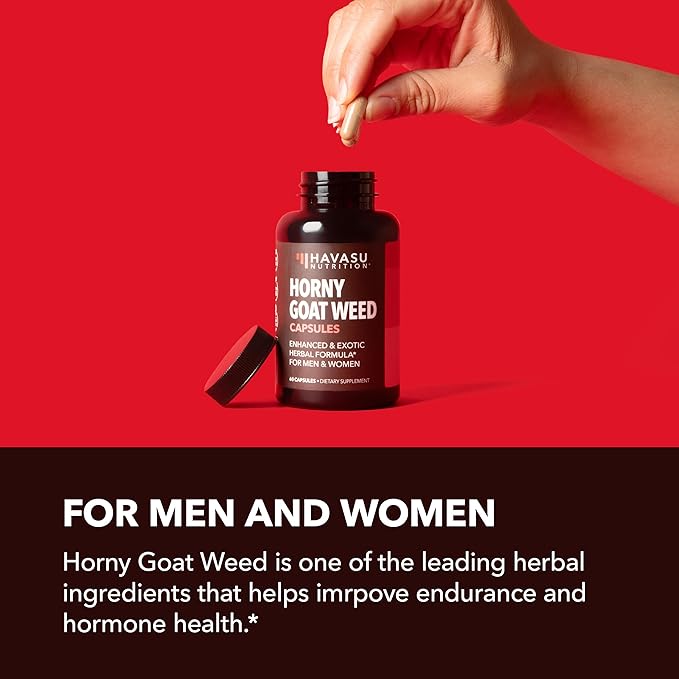 Horny Goat Weed for Men and Women - Extra Strength Performance Support with Maca Root Extract & Tongkat Ali & Muira Puama - Power, Performance and Energy Support - 2 Months Supply Herbal Supplement