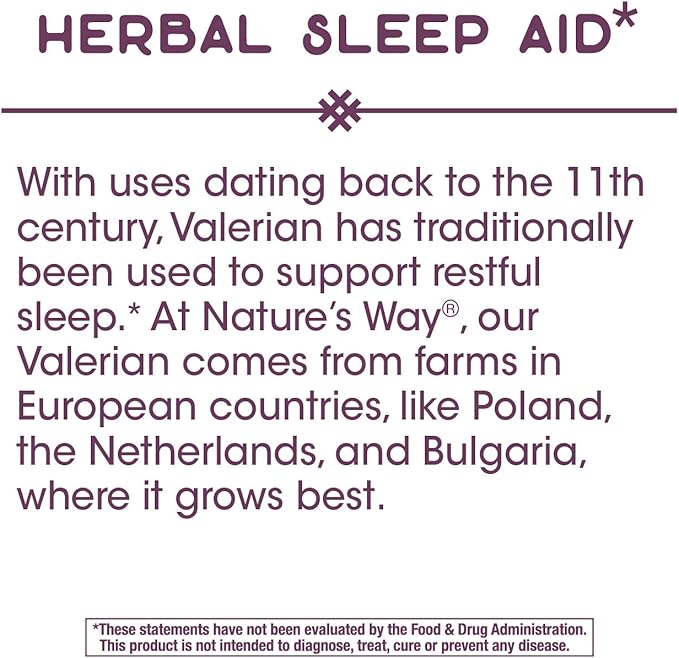 Nature's Way Valerian Nighttime, Herbal Sleep 320 mg 100 Tablets