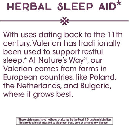 Nature's Way Valerian Nighttime, Herbal Sleep 320 mg 100 Tablets