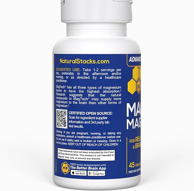 Natural Stacks MagTech Magnesium Supplement 3 Forms 45 Capsules