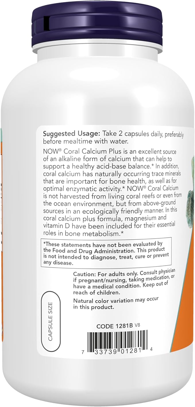 NOW Supplements, Coral Calcium Plus, Bone 250 Veg