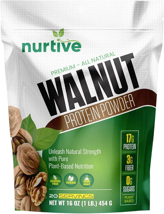 Walnut Protein Powder Omega-3 & 20 Servings (16 oz 454 g)