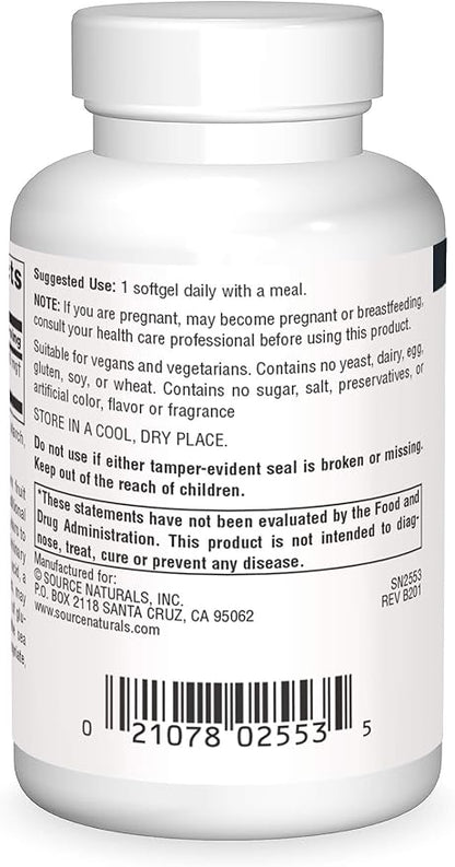 Source Naturals Omega-7 Sea Buckthorn Fruit Oil, Non-GMO, Vegan-Sourced for Health and Vitality* - 30 Vegan Softgels