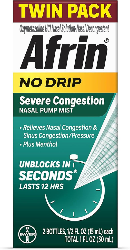 Afrin No Drip Severe Congestion Maximum 12 Hour 2 x 0.5 Fl 1