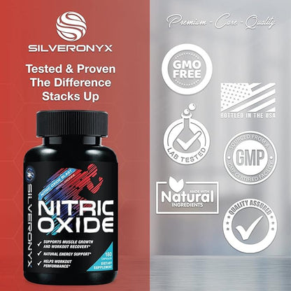 Extra Strength Nitric Oxide Supplement L Arginine 3X Strength - Citrulline Malate, AAKG, Beta Alanine - Premium Muscle Supporting Nitric Booster for Strength & Energy to Train Harder - 180 Capsules