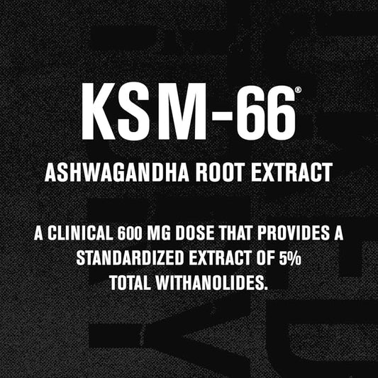 Jacked Factory Ashwagandha Root Extract (KSM-66 Ashwagandha) w/ 5% Withanolides - Supplement for Natural Stress Relief, Cognitive Function, Vitality, and Mood Support - 60 Veggie Capsules