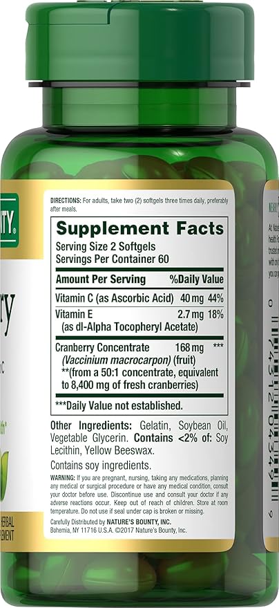 Cranberry Pills & Vitamin C by 4200mg, 120 120 Softgels, 3 pack