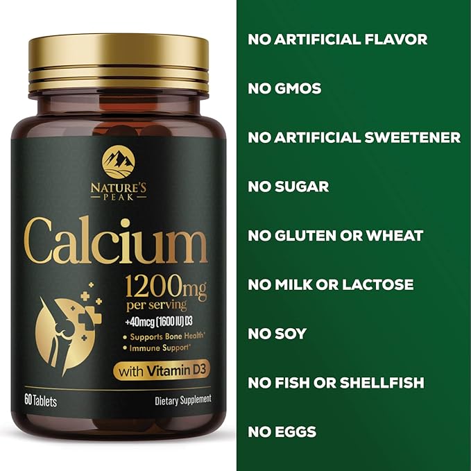 Calcium 1200 mg with Vitamin D3, 60 Tablets