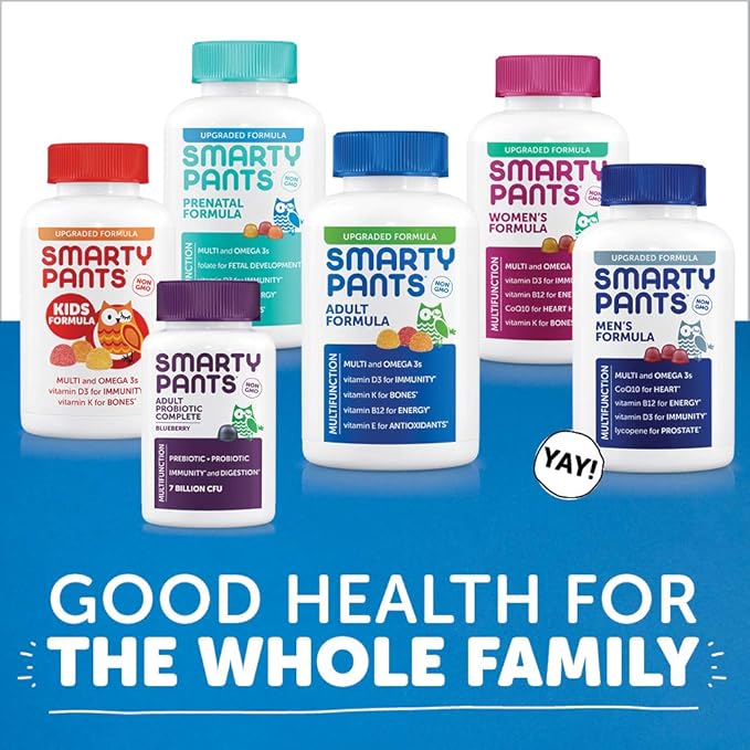 SmartyPants Multivitamin for Men & Women: D3, C, B12, B6, B6, Vitamin 3 Fish 180 Count (30 Day