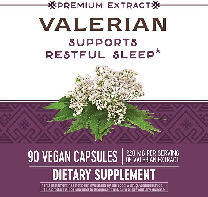 Nature's Way Valerian Premium Extract 220 mg 2-capsule Serving 90 Capsules (2 Pack)