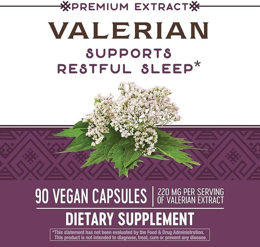 Nature's Way Valerian Premium Extract 220 mg 2-capsule Serving 90 Capsules (2 Pack)