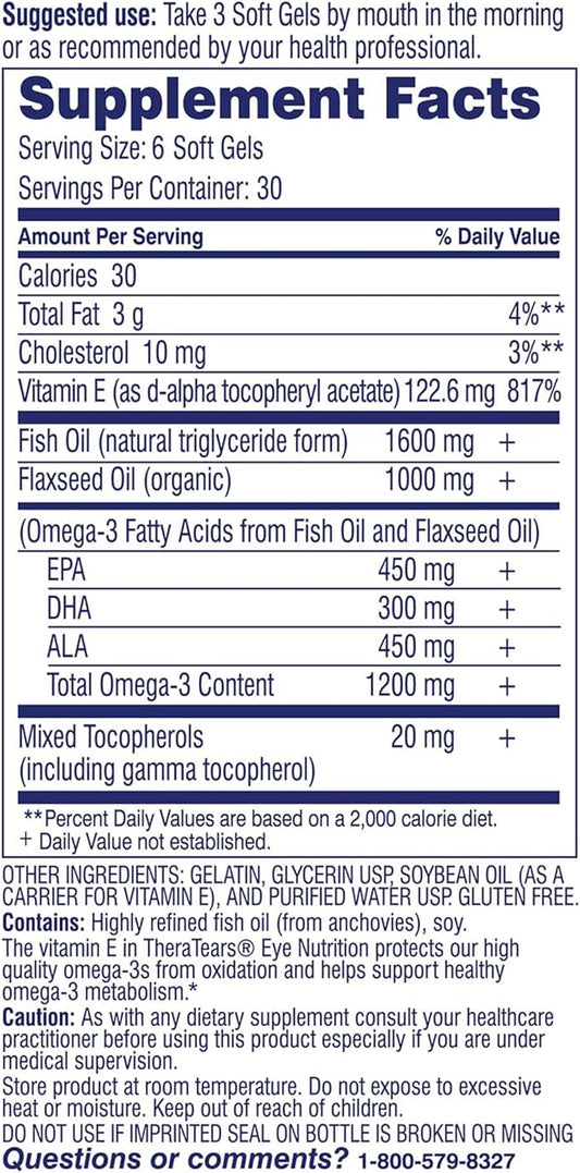 TheraTears 1200mg Omega 3 Supplement 180 Count