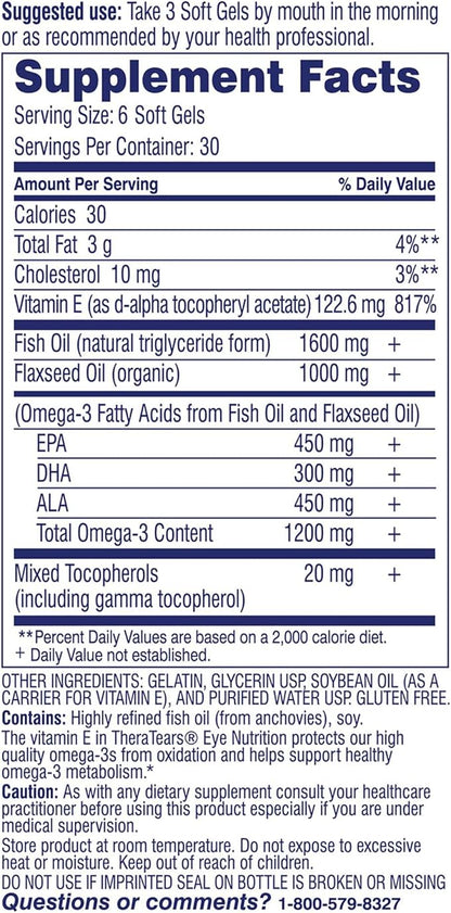 TheraTears 1200mg Omega 3 Supplement 180 Count