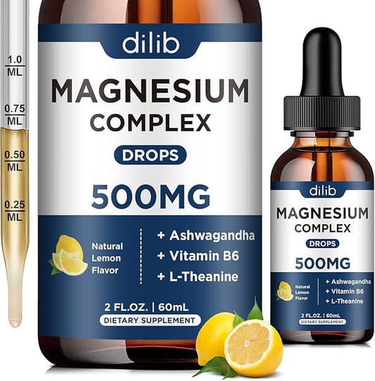 Triple Magnesium Complex Supplement-Liquid Magnesium Glycinate, 500mg with B6 for