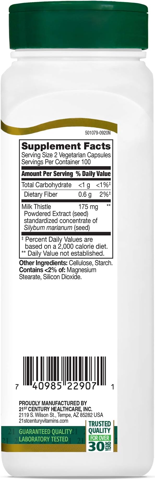 21st Century Milk Thistle Extract Veg 200 Count