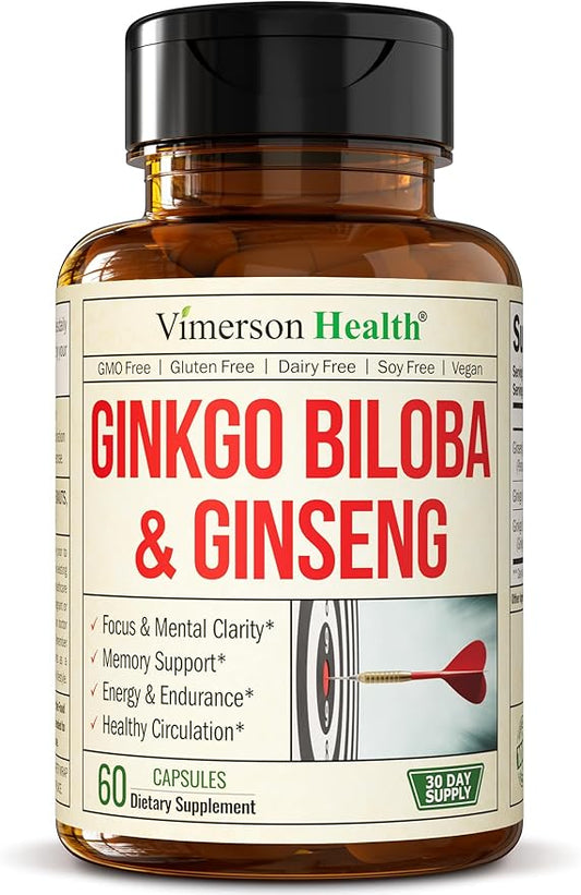 Ginseng + Ginkgo Biloba Supplements. Extra 800mg + 600mg + 120mg