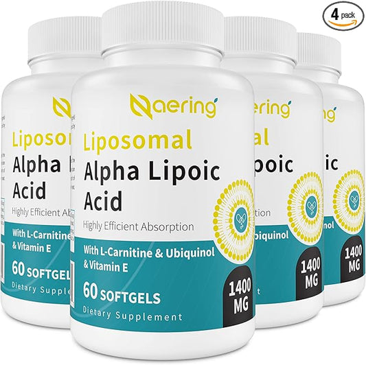 Liposomal Alpha Lipoic Acid 1400mg Softgels, 1000mg, Ubiquinol CoQ10) 100mg 100mg and 10mg,Alpha-Lipoic Acid 240 Softgels
