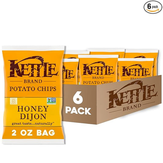 Kettle Brand Potato Chips, Honey Dijon Kettle Chips, Snack Bag, 2 Oz (Pack of 6)