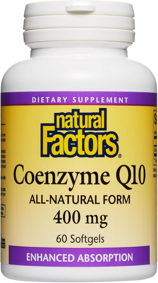 Natural Factors Coenzyme Q10 400 mg, Q10 Supplement 60 Softgels