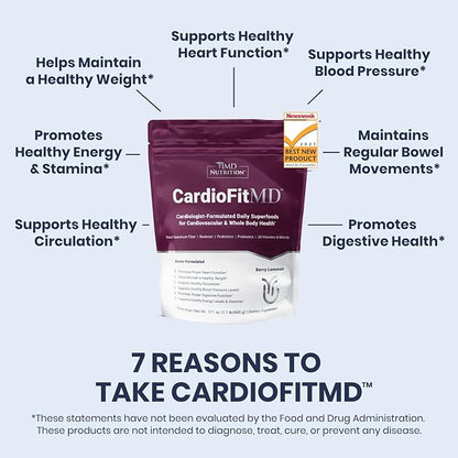 1MD Nutrition CardioFitMD - Vegan Beets Superfood Keto-Friendly Heart Health Powder - Nitric Oxide Supplement - Beet Root Powder for Healthy Blood Pressure & Circulation - High Fiber Drink - 30 Days