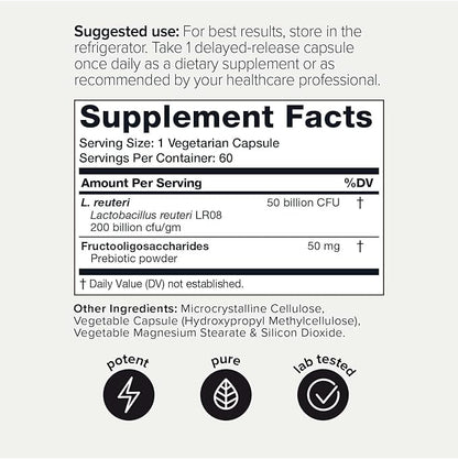 Toniiq 50 Billion CFU Lactobacillus Reuteri 50mg per 60 Vegetarian 60 Servings