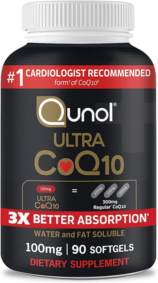 Qunol Ultra CoQ10 100mg Softgels- 3x Q10 Vitamins 3 Month 90 Count