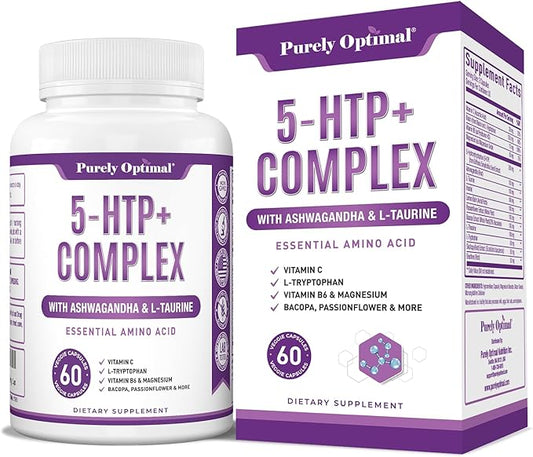 Purely Optimal Premium 5-HTP Plus Supplement 250mg Maximum B6, Gluten 60 Veggie