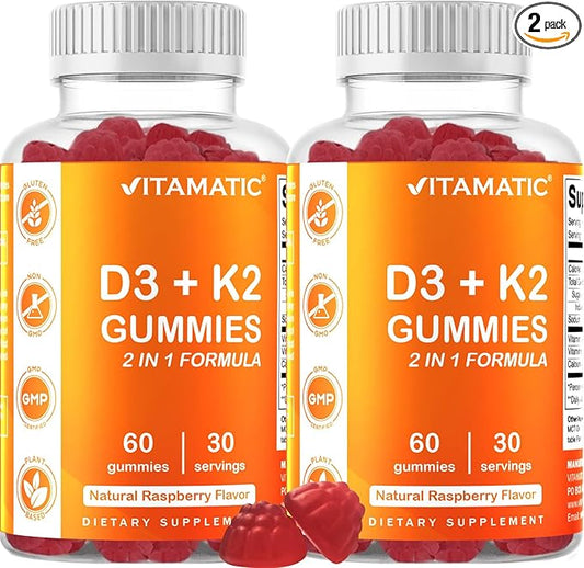 Vitamatic 2 Pack Vitamin D3 K2 Gummies 60 Count