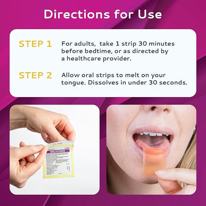 100 Oral Sleep Strips | Quick-Dissolving 3mg Melatonin Strips | Works Faster Than Gummies | Relaxation Sleep Supplements for Adults | The Ultimate Sleeping Aid for Better Sleep and Eye Health