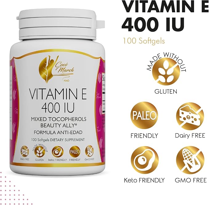 Coco March Natural Vitamin E 400 3 Month 100 Softgels
